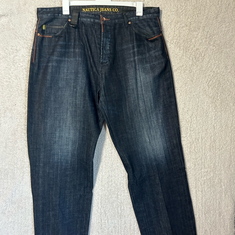 Nautica Mens Dark Blue Straight Fit Stretch Denim  Size 40x32 Y2K Grunge